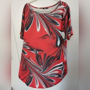 Lily by Firmiana 4XL red and black abstract tunic